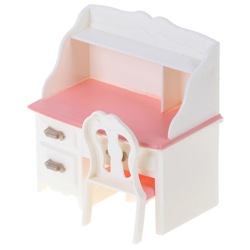 1set 1/12 Miniatiūriniai Lėlių tualetinis staliukas Modelis Stalas, Kėdė Baldai, Miegamojo Lėlės makiažas Žaislai