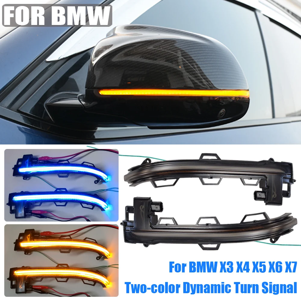 2VNT Dinamiškas Posūkio Signalo LED Šviesos Tekančio Vandens Indikatorių Mirksintis Indikatorius BMW X3 X4 X5 X6 X7 G01 G02 G05 G06 G07