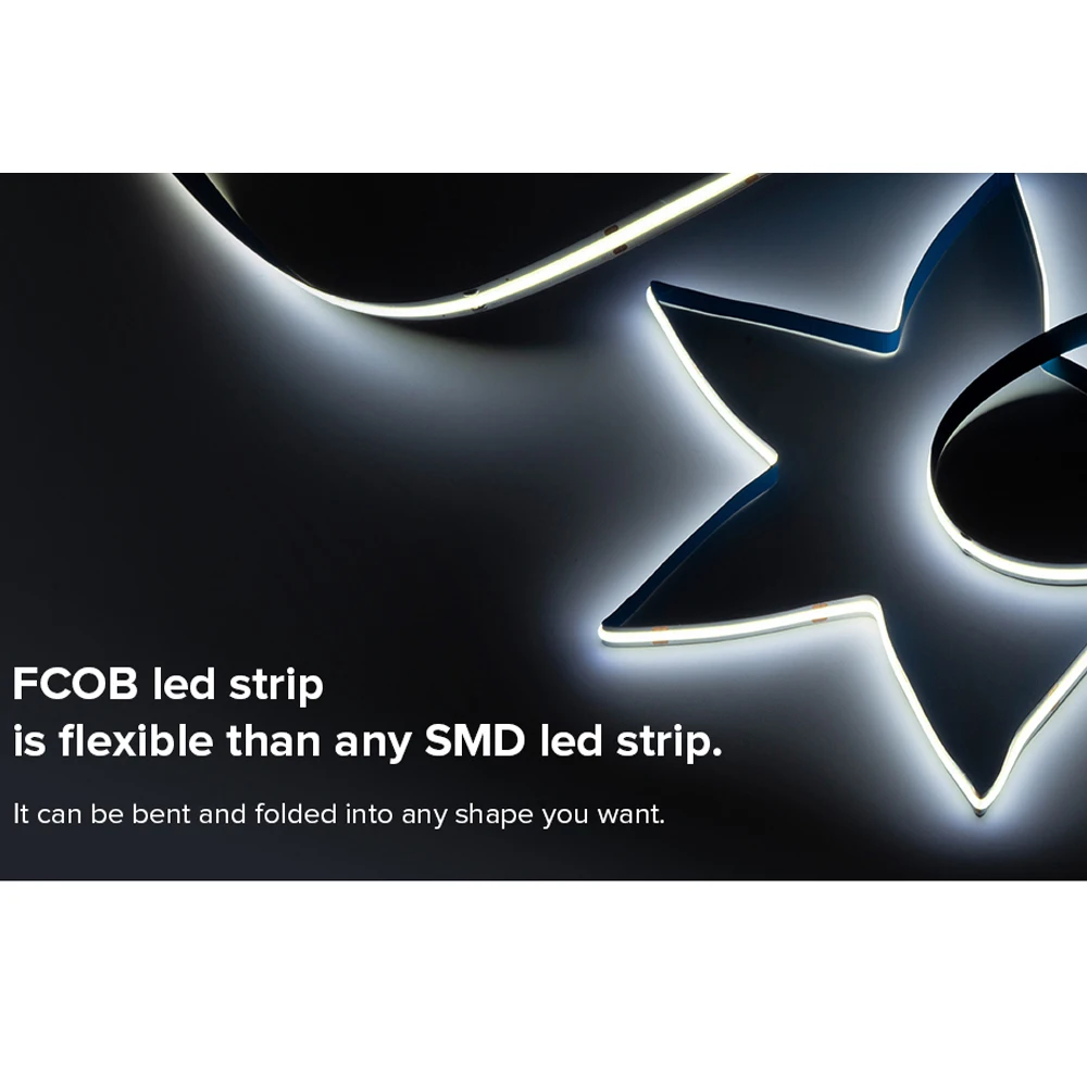 5m 5/8/10mm PCB FCOB LED Šviesos Juostelės 320/384/512/528 Led Didelio Tankio Lankstus FOB COB Led Žibintai RA90 Balta Linijinis Pritemdomi