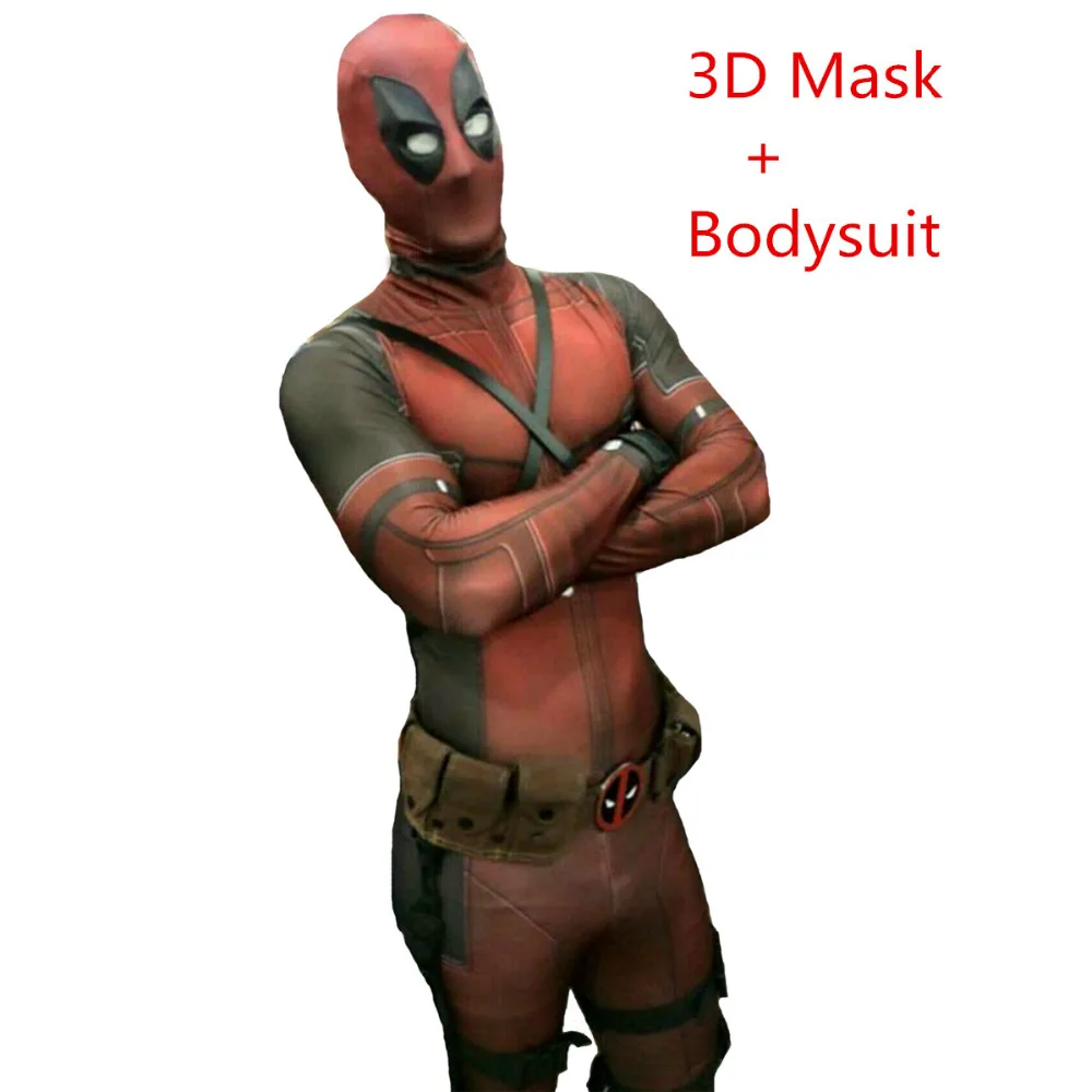 Ainiel Klasikinio Deadpool Cosplay Kostiumas Helovyno Cosplay Bodysuit Lycra Spandex Zentai Jumpsuit ir Diržas Dirželis