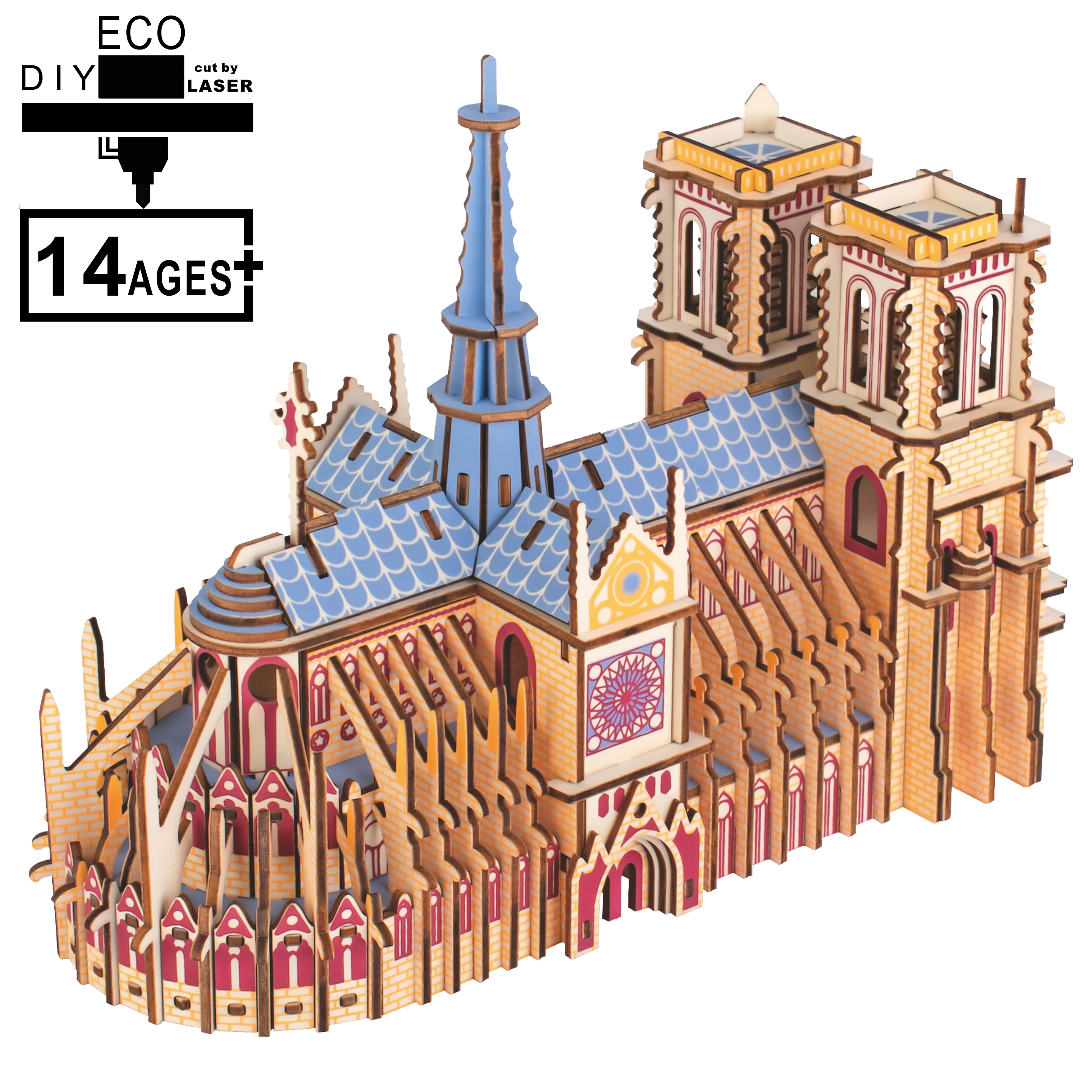 DL-G060 Medienos Žaislai 3D Puzzle Dėlionės Notre Dame Katedra Asamblėjos Modelio Rinkinys, Skirtas Vaikams mokomieji Žaislai Labai Juokingas Šeimos Žaidimai 