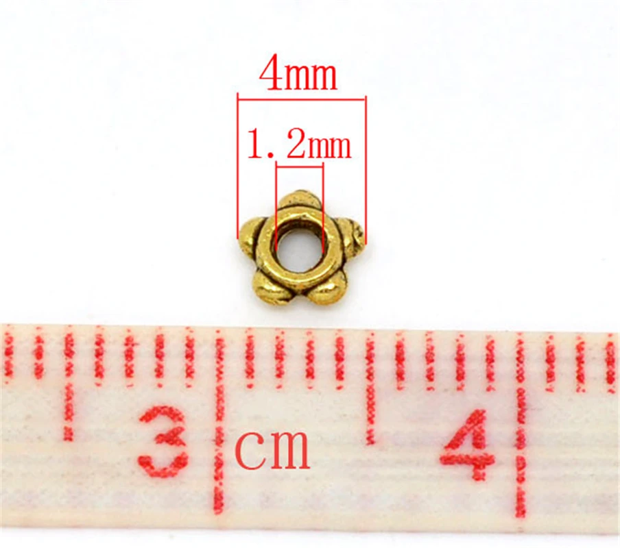 DoreenBeads 500 aukso tonas Mažytė Gėlių Tarpiklis Karoliukai, 4mm Rezultatai (B09970), yiwu