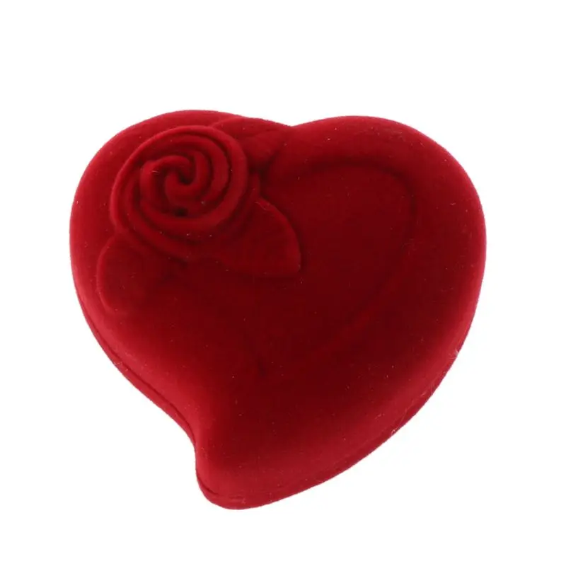 Du Kartus Vestuvinių Žiedų Dėžutė Aksomo Širdies Formos Raudonų Rožių Gėlių Lange Papuošalai Ekranas Dropship Naujas