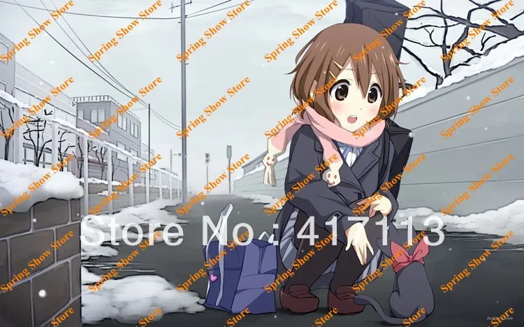 K-ON! Hirasawa Yui Anime Cosplay Rausvos Spalvos, Ilgas, Mielas Sniego Mezgimo Skara Nedidelė Versija