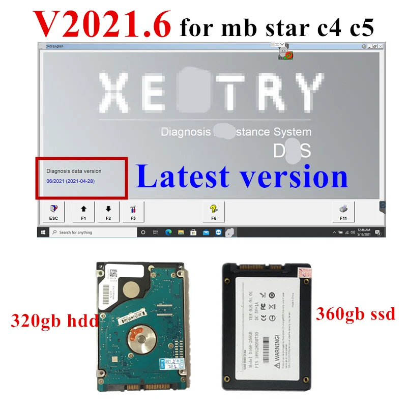 Nemokamai Laivo 6-2021V Profesinės MB STAR C4 Visą Programinė įranga X-ATVYKIMO/DAS-EPC/WIS/VEDIAMO/DTS-Monakas HDD/SSD MB SD C4/C5