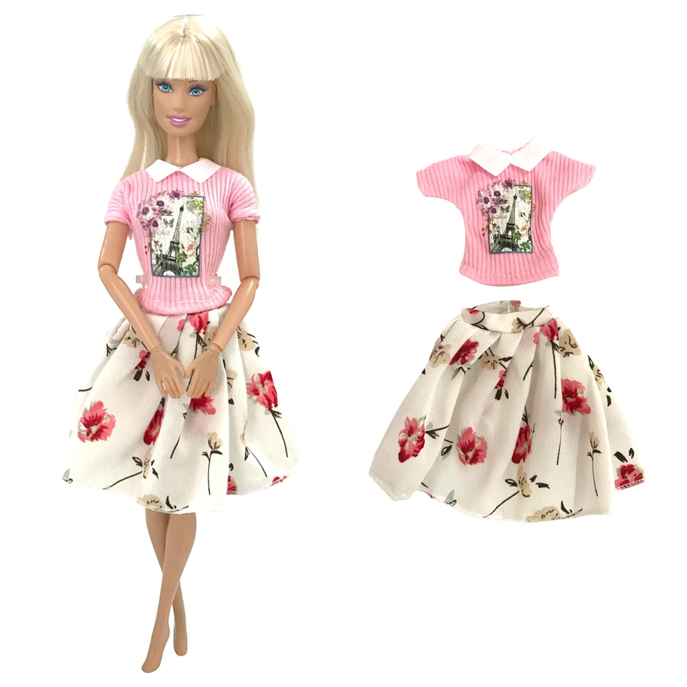 NK 5 Vnt /Set Lėlės Suknelė, Sijonas Mados Atsitiktinis Dėvėti Rankų darbo Mergina Drabužius Barbie Lėlės Priedai 