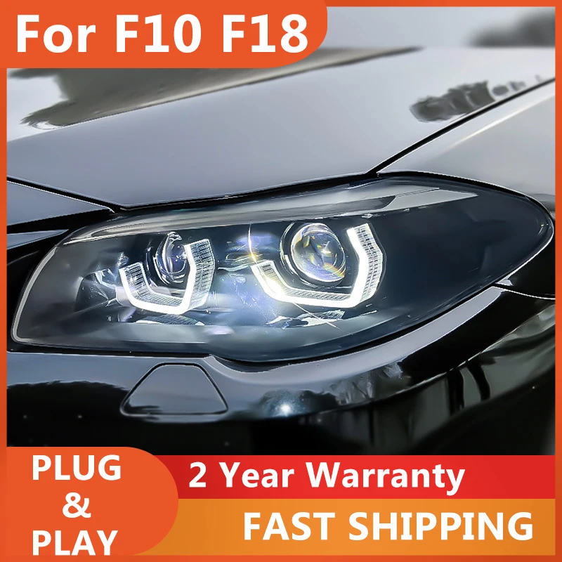 Pilnas LED Žibintai BMW F10 F18 2011-2017 535i 525i 530i 520i M5 LED Žibintai DRL Projektoriaus Objektyvas Auto Priedai