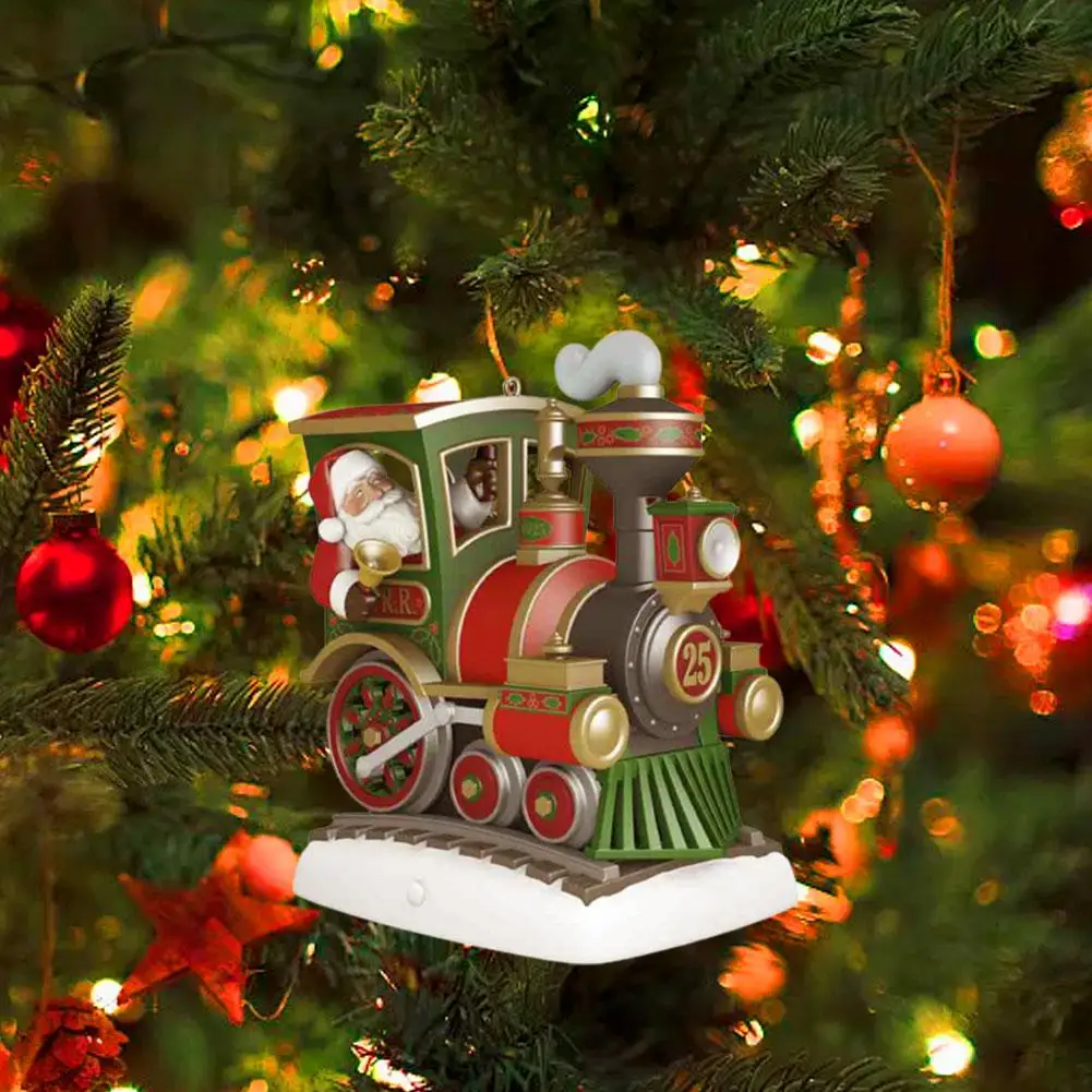 Santa Claus Traukinio Muzikos Kalėdinė Dekoracija Judėjimo Kalėdų Traukinys Pakabukas Sniego Pasaulyje Kabinti Ornamentu Namų Dervos Amatai