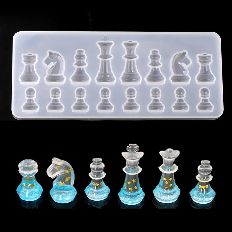 Silikono Forma Tarptautinės Šachmatų Figūrą 3D UV Epoksidinės Dervos Pelėsių 