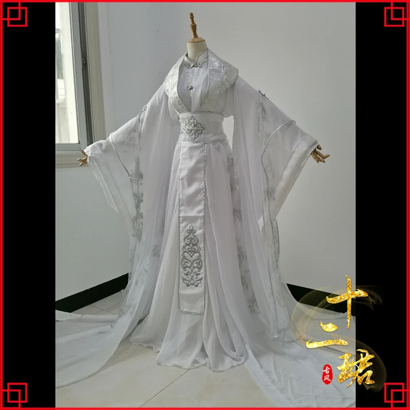 Tian Guan Ci Fu Xie Lian Cosplay Kostiumas Į Haskį ir Jo Balta Katė Meistras Chu Wanning Balta Hanfu Kinų Apranga Kostiumai