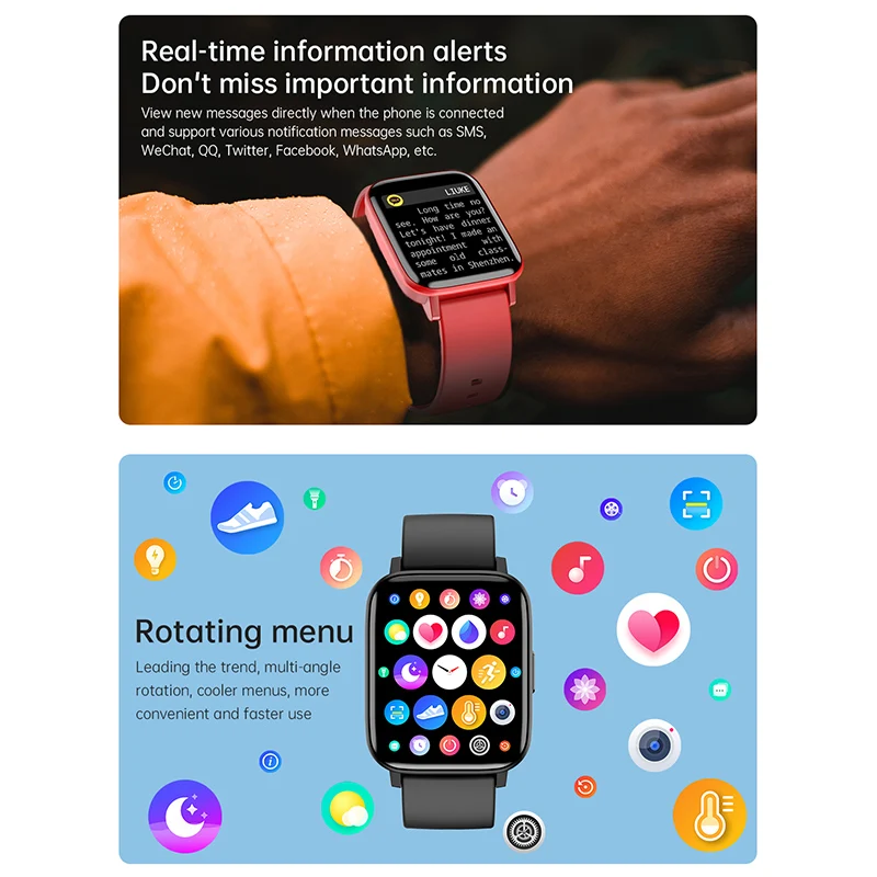 1.69 colių 2021 Smart Watch Vyrų jutiklinių Fitneso Apyrankę Aktyvumo Seklys IP67 atsparus Vandeniui Moterų Smartwatch 