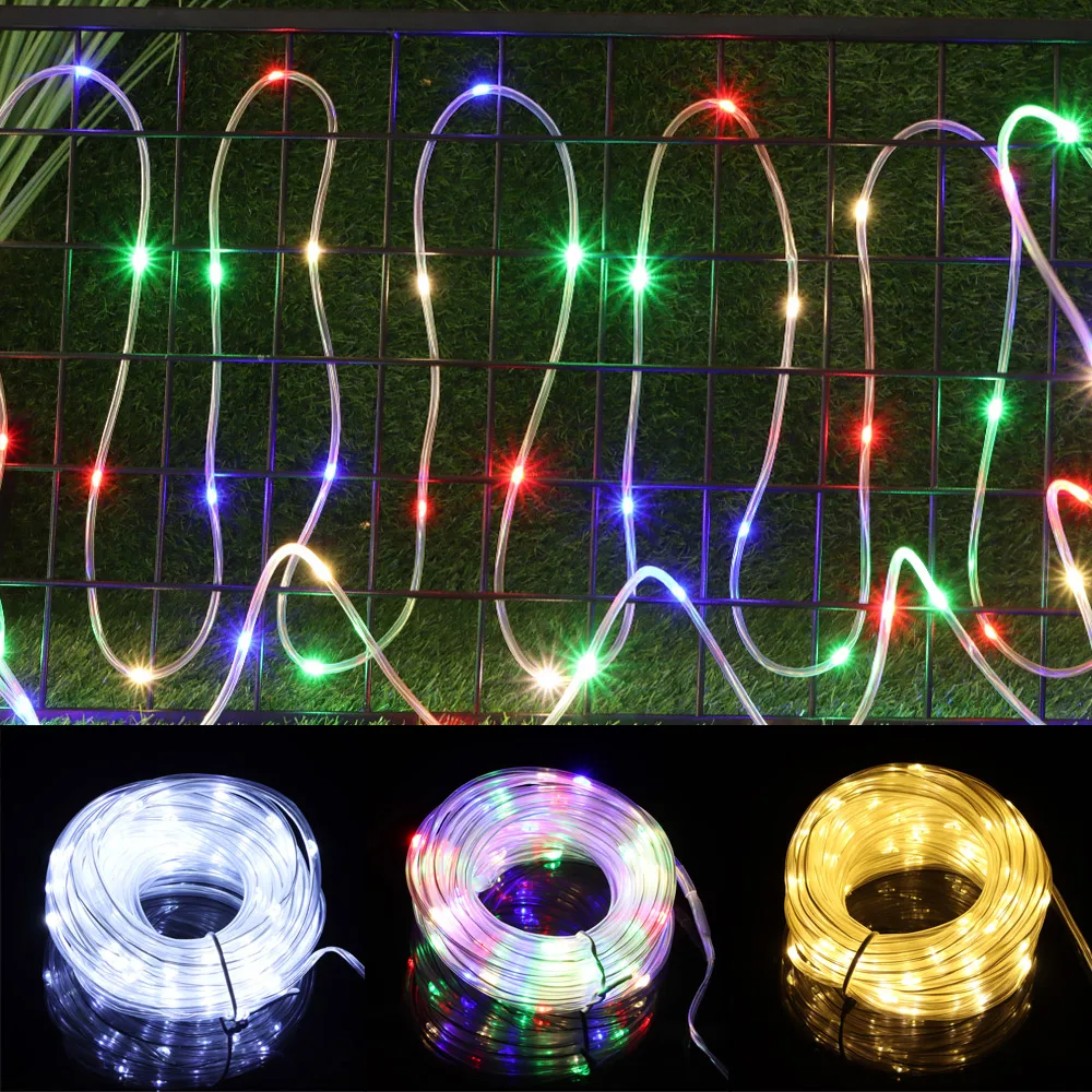 10M 100 LED PVC žarna su šviesos lauko vandeniui keturių spalvų šviesos 8 Režimai Lauko Vamzdžių Virvę Juosta atspari Vandeniui Garliava