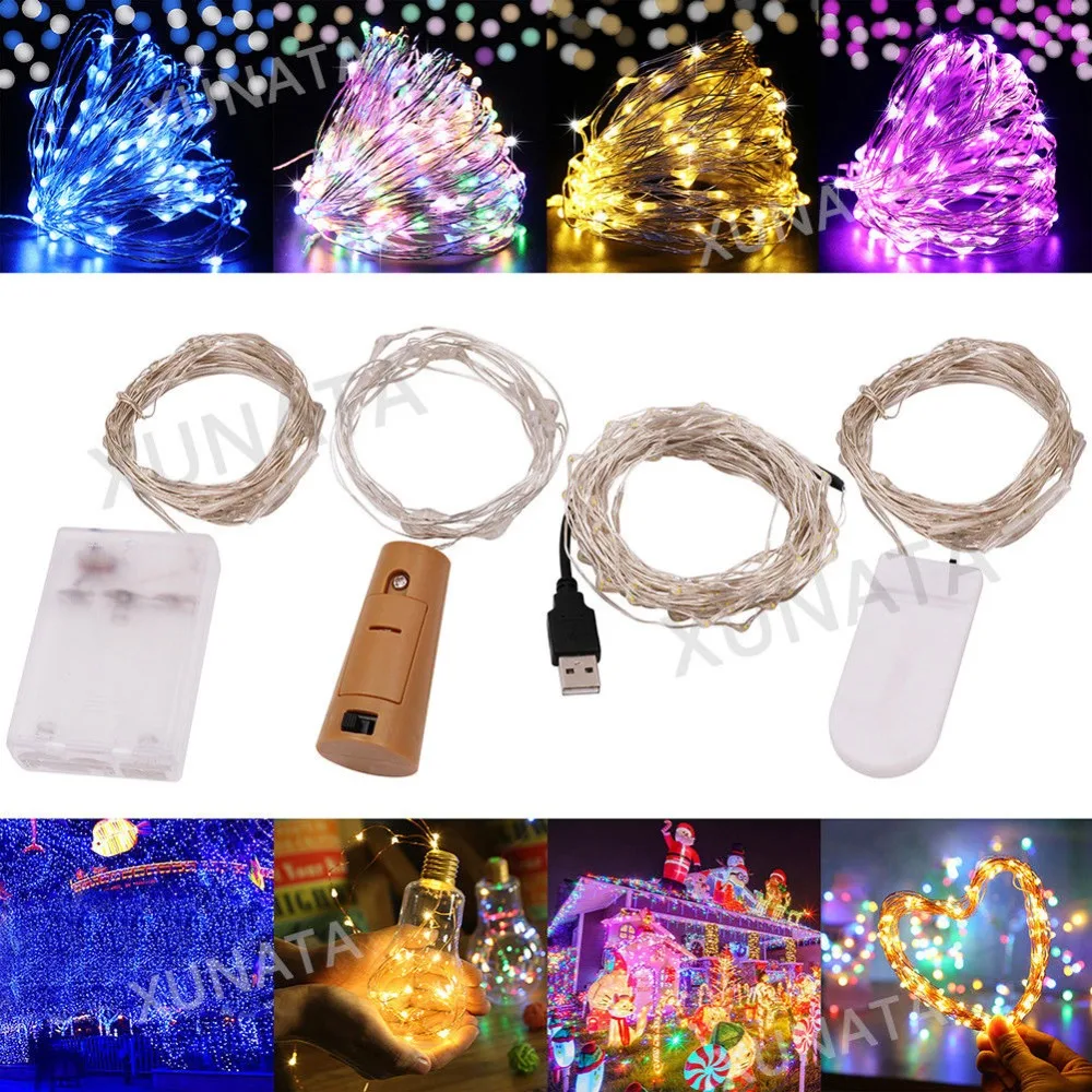 10M 5M Mygtuką AA Baterijos, USB Valdomi LED String Žibintai Pasakų lemputė Kalėdos, Kalėdos Girliandą Šalis, Vestuvių Dekoravimas ourdoor