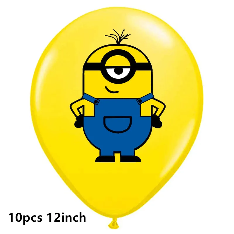 10vnt/12pcs Minioned Balionai 12inch Cartoon Man Geltonos Latekso Kolbų Laimingas Gimtadienio Dekoracijas Vaikų Berniukų Animaciją Žaidimas Žaislas