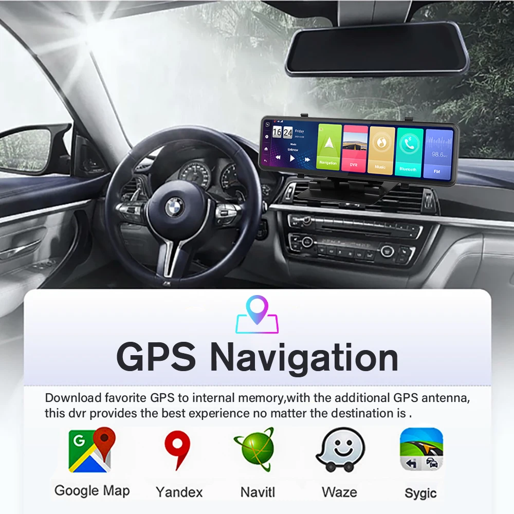 11 Colių Automobilių DVR 4G Android 8.1 Brūkšnys Kamera Triple Ekrano Brūkšnys Cam 2GB 32GB GPS Navigacija, galinio vaizdo Veidrodis, Automatinis Diktofonas WiFi