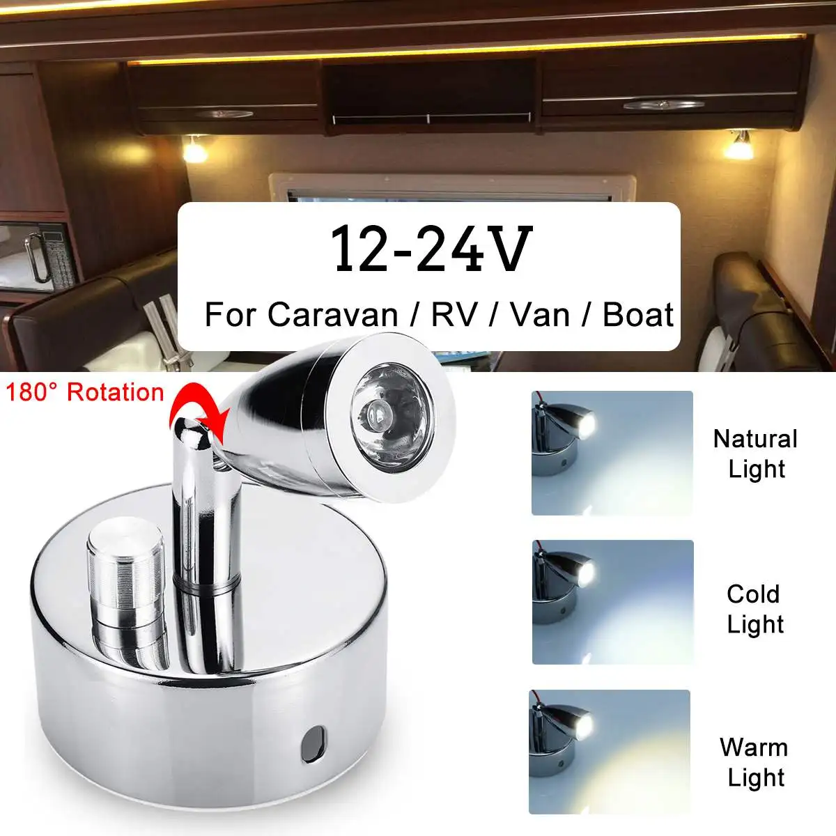 12-24V Reguliuojamas LED Spot Skaitymo Šviesos Interjero Dėmesio Tamsos Mygtukas Jungiklis RV Karavanas Valtis Sunkvežimių Skaityti Stalo lempos