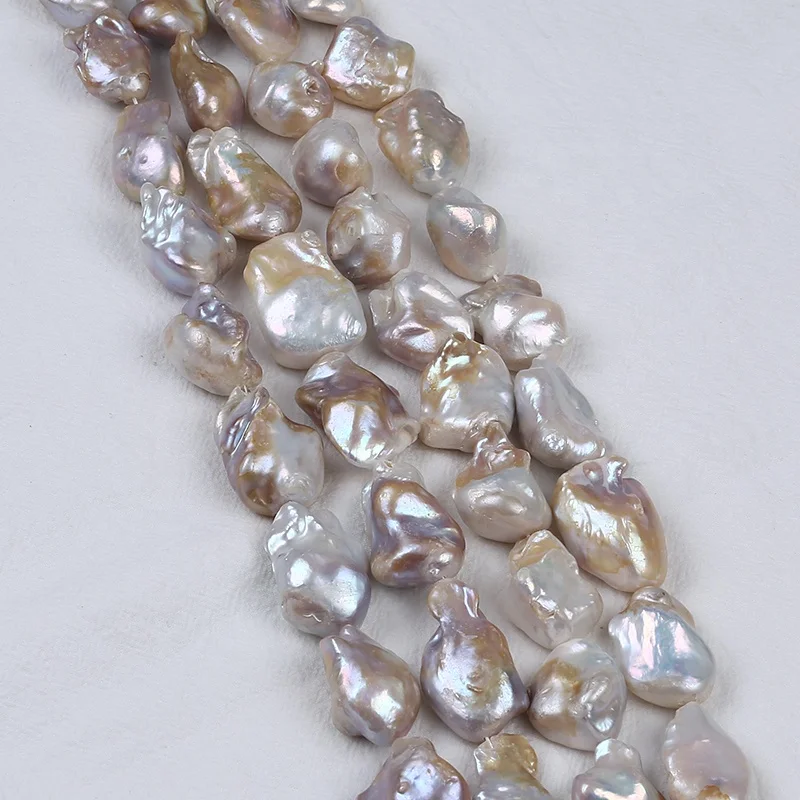 18-19mm didelis nereguliarus universalus natūralių gėlo vandens keshi formos perlų gija