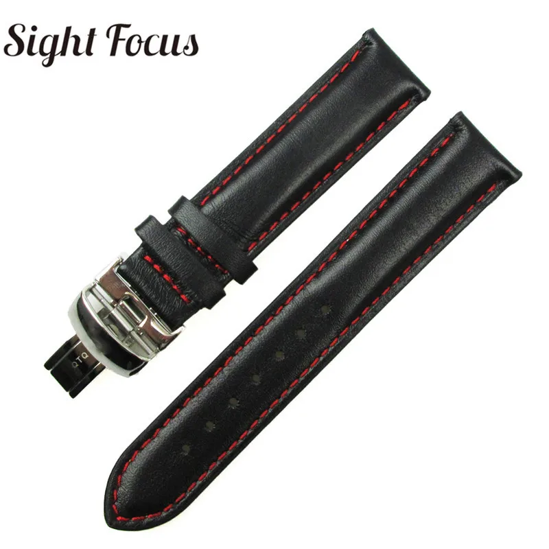 19mm 20mm Raudonas Dygsniuotos Odos Dirželis Tissote 1853 Juostos Žvaigždė Serijos Drugelis Sagtis Vyrų Watchband Apyrankę ant Riešo Diržai