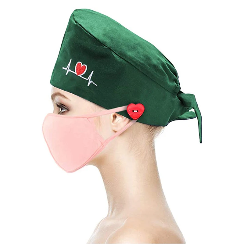 1PC Šveitimas Slaugytoja Skrybėlę gorros Meilė Širdies Bouffant Sanitarijos Kepurė su juodos spalvos juosta ant galvos Animacinių filmų Spausdinimo Slaugos Kepurės Chirurgijos Šveitimas Bžūp