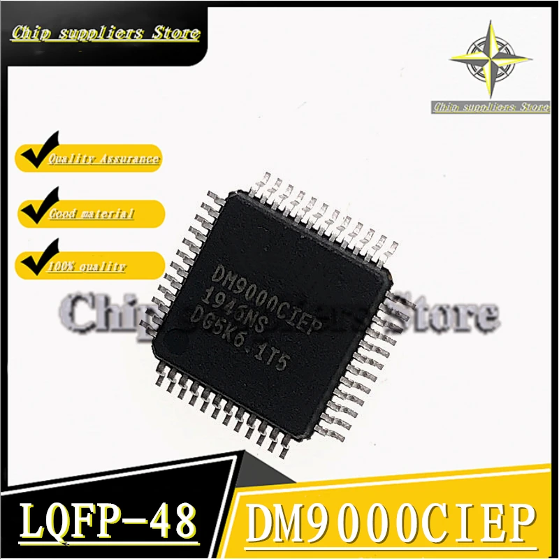 2VNT-5VNT//DM9000CIEP QFP-48 DM9000C QFP48 9000C Ethernet controller chip Nwe reprodukcijos medžiagos, kokybė