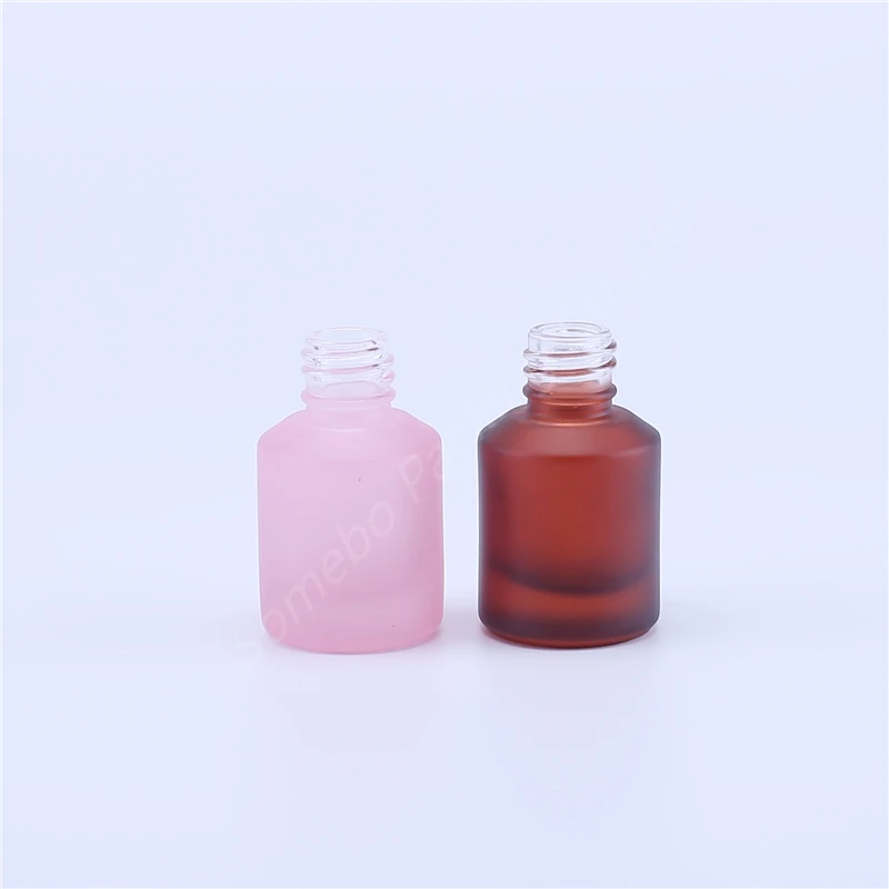 2vnt matinio pink & rudo stiklo buteliukas eterinis aliejus naujų reagentų, pipetės 15ml eterinio aliejaus buteliuko lašintuvu sandėlyje
