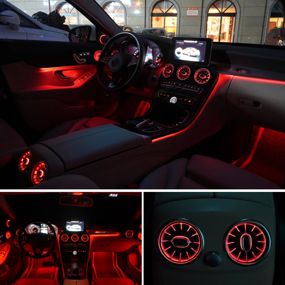 64 spalvos, pilnas komplektas Automobilį, aplinkos šviesos turbinos oro angos sukasi tweeter LED šviesos Mercedes benz c/glc klasės x253 w205-20