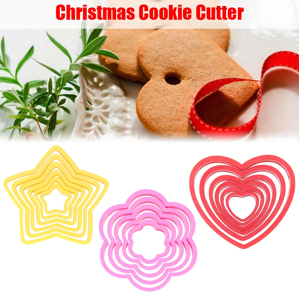 6Pcs/set Kalėdų Eglutė Cookie Cutter Žvaigždės/Širdies/Gėlių Formos Minkštas 3D Torto Formą Kepimo Cutter 
