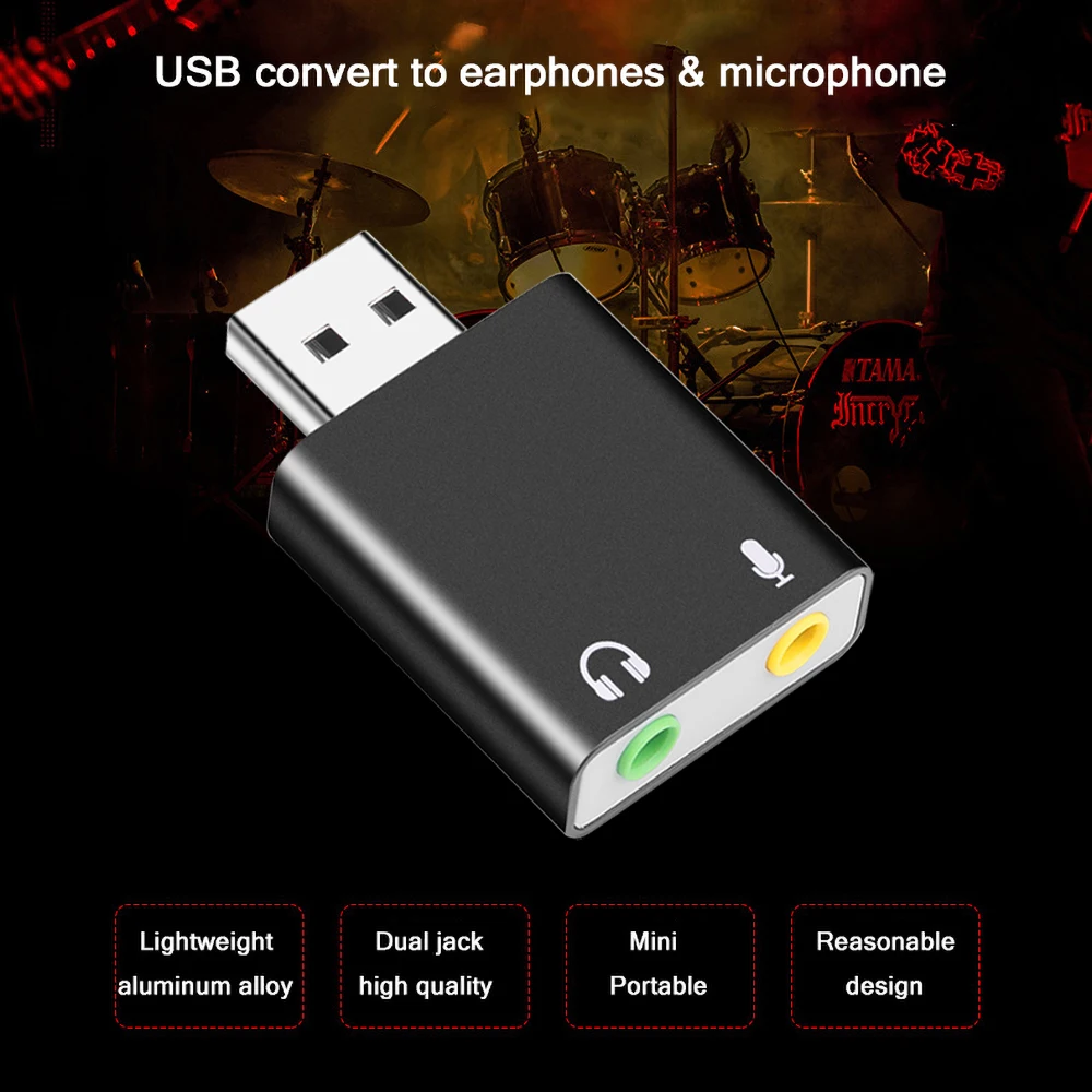 7.1 Ch Išorinė USB Garso plokštė USB Jack 3.5 mm Audio Converter Ausinių Adapteris, Mikrofonas Garso Korta Ausines Virtualus Mikrofonas
