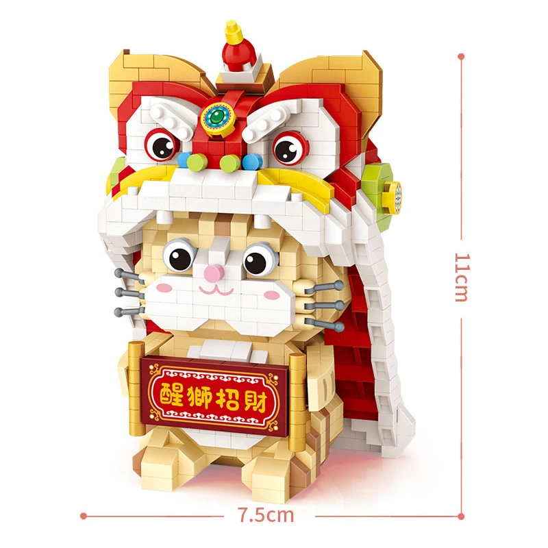 950pcs+ LOZ MINI Blokai kūrybos Kinų Tradicija Kultūra/pavasario šventė/Naujųjų Metų kolekcija žaislai/šokiai liūtas