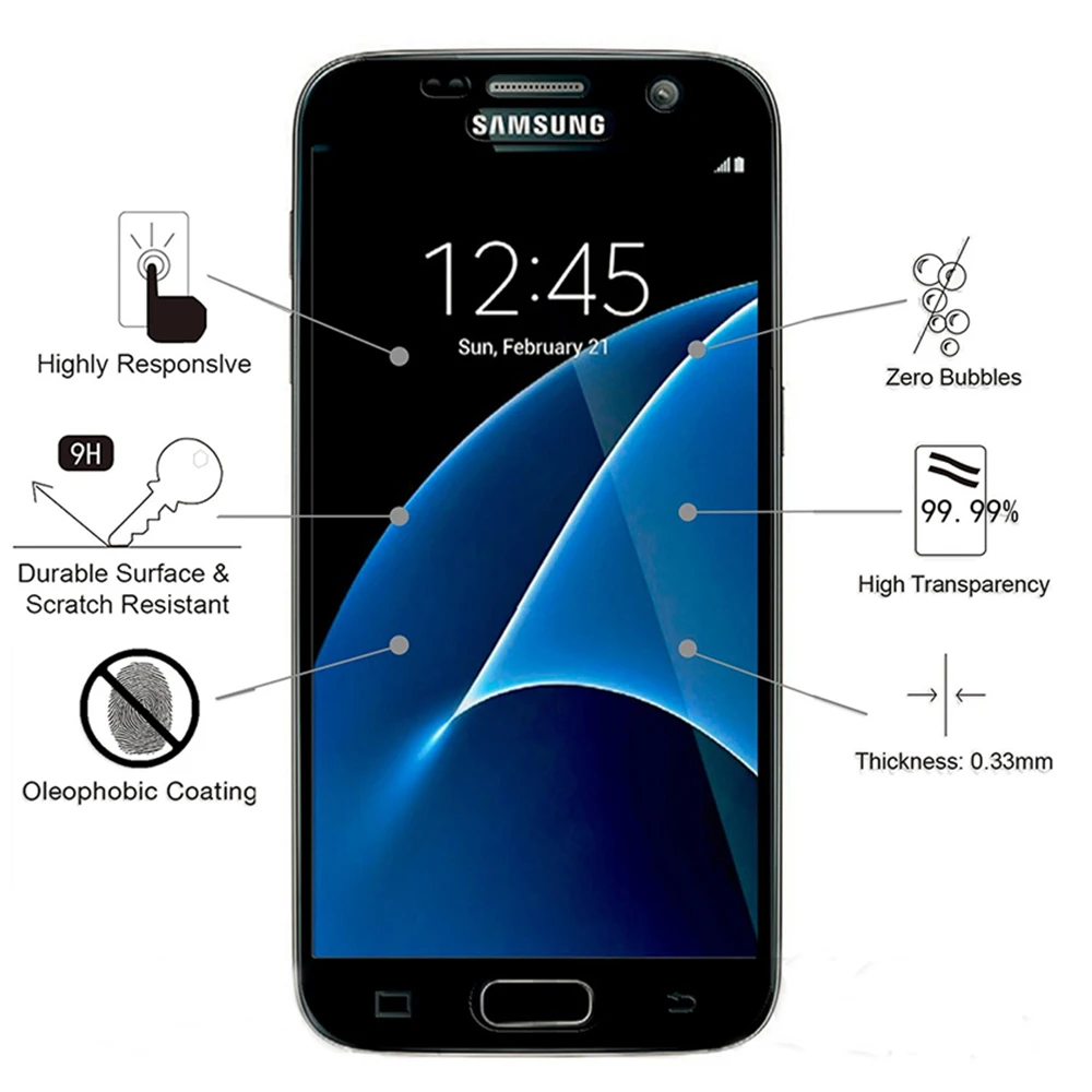 9H 0,3 mm, Juodas Grūdintas Apsauginis Stiklas Samsung Galaxy S7 A3 A7 2016 2017 Screen Protector, Plėvelės Samsung j3 skyrius J5 J7
