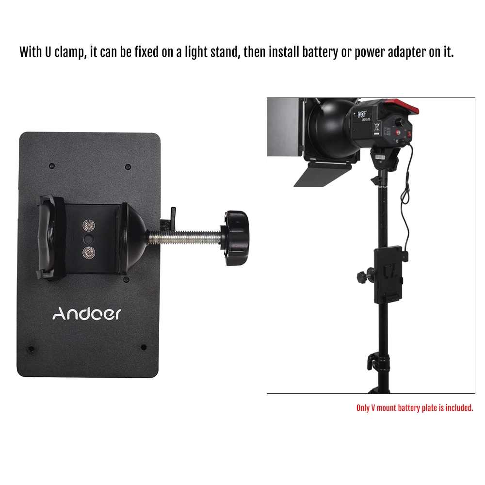 Andoer V Mount V-Lock Fotoaparato Baterijos Plokštė Adapteris Maitinimo Sistema D-bakstelėkite Jungtis su Apkaba, skirta 