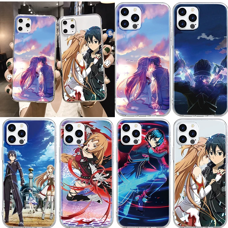 Anime Kardas Meno Internete SAO Telefono dėklas Skirtas iPhone SE 2020 m. 8 7 Plius 11 12 13 Pro X XR XS Max Mini 5 5S 6 6S Plus Soft Aišku, Coques