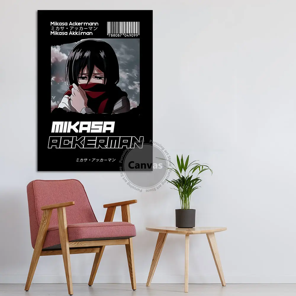 Anime Mikasa Ataka Titan Apdailos Drobė Spausdina Plakato Nuotraukas, Namų Dekoro Gyvenimo kambario, Miegamasis Meno Tapybos