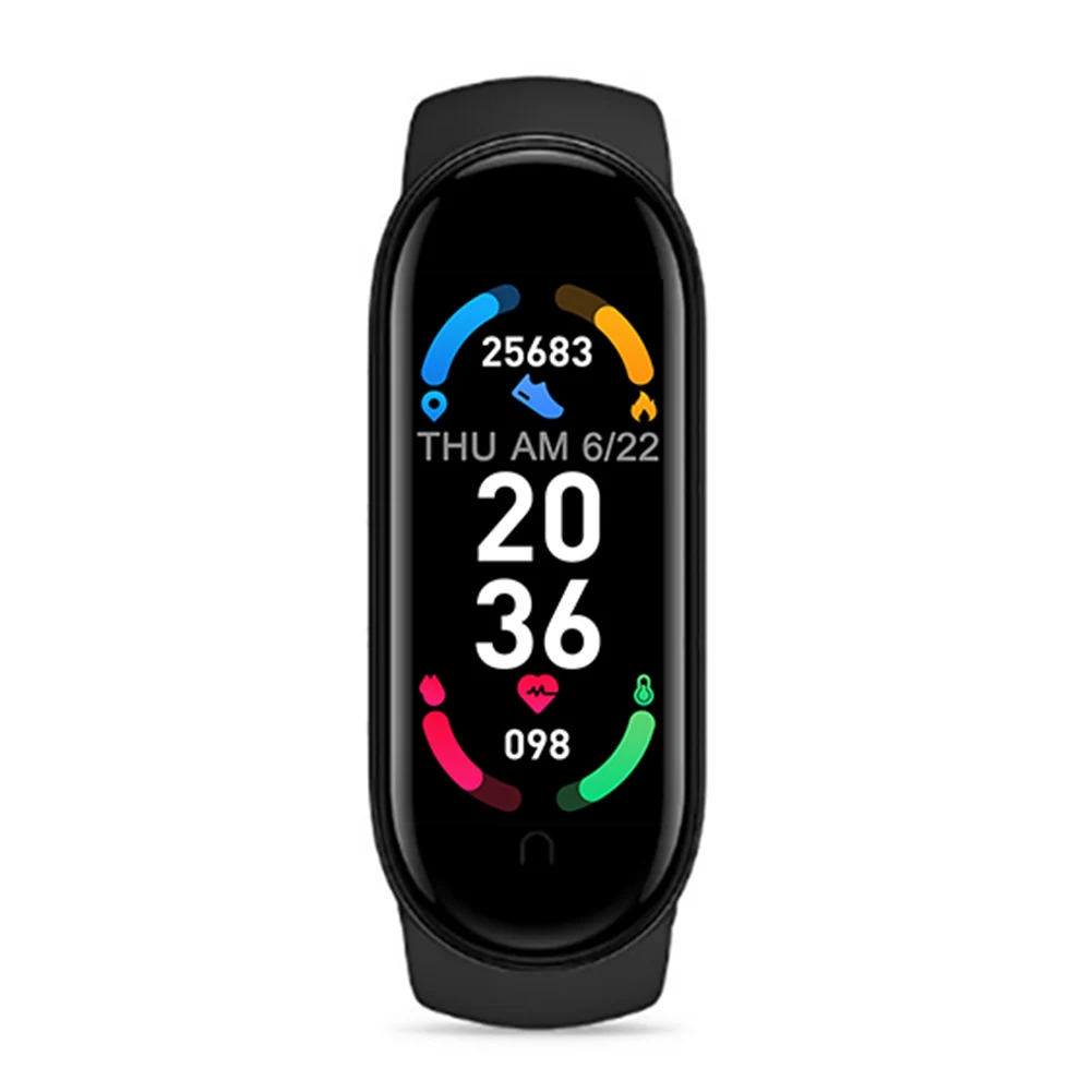 Armijos Žalia/Juoda/Tamsiai Mėlyna/Rožinė/Raudona/Geltona USB M6 Fitness Tracker Smart Watch Širdies ritmas, Kraujo Spaudimo Monitorius Apyrankė