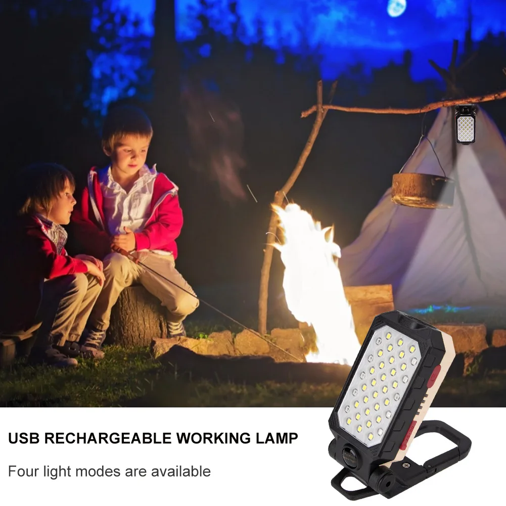 COB Darbą Šviesos Portable LED Žibintuvėlis USB Įkrovimo Reguliuojamas Vandeniui Kempingas Žibintų Magnetas Dizainas su Energijos Ekranas
