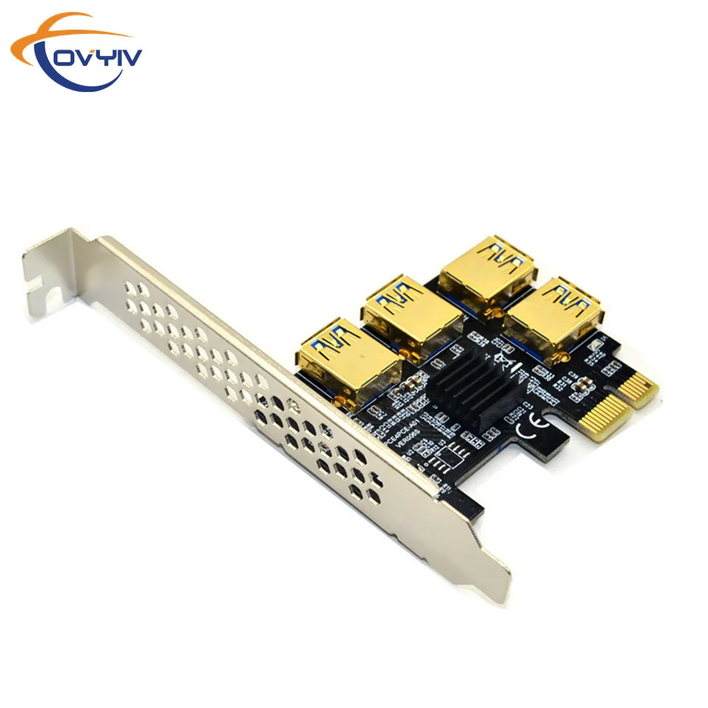 COVYIV 009S Riser Card PCIE Express 1x iki 16x Adapter PCI-E nuo 1 iki 4 USB 3.0 Lizdas PCIe Port Multiplier Kortelę už BTC Bitcoin Miner