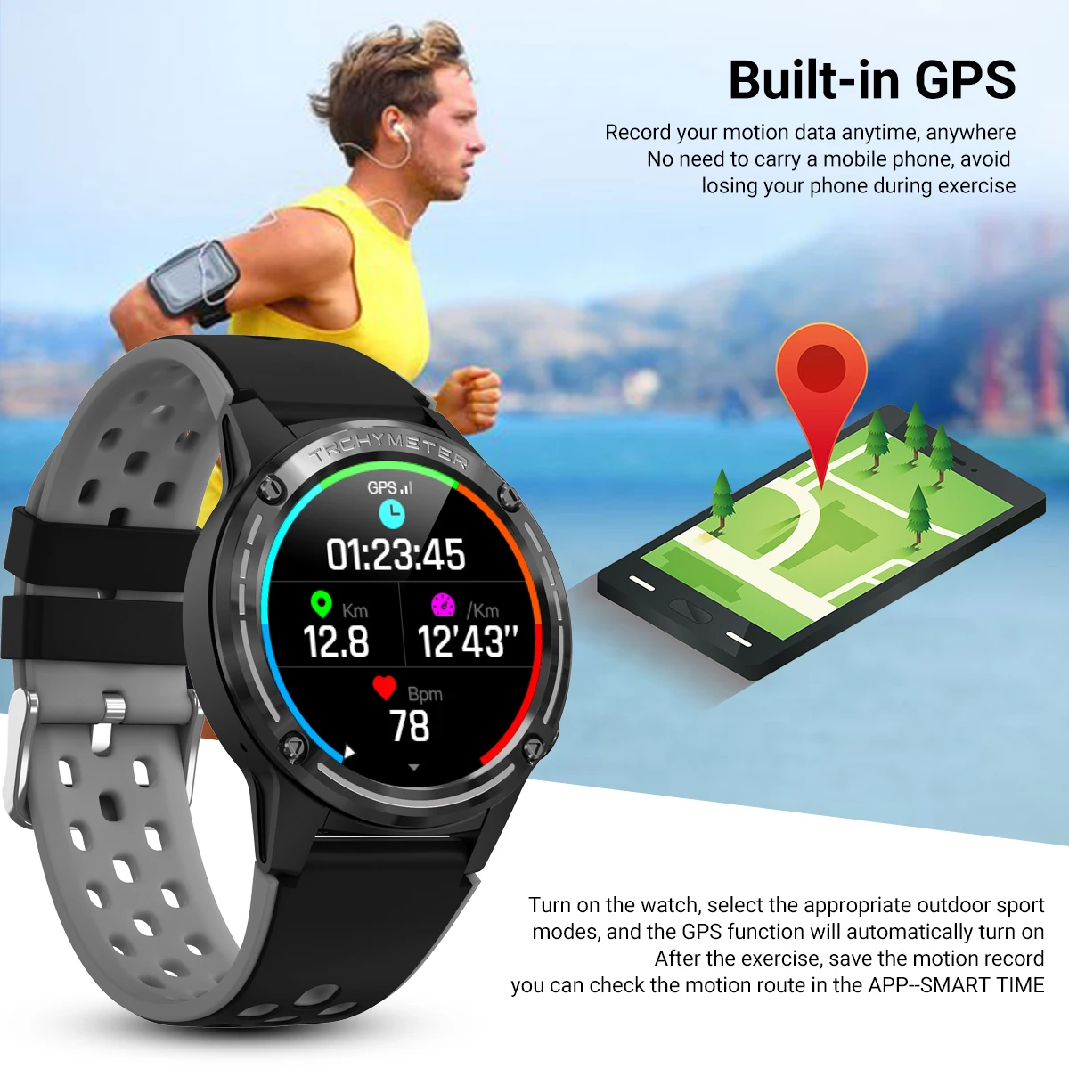 GPS Smart Watch Vyrų, Moterų Sporto Fitneso Smartwatch 2021 M6 Kompasą, bluetooth 5.0 Širdies ritmo Monitorius Vandeniui 