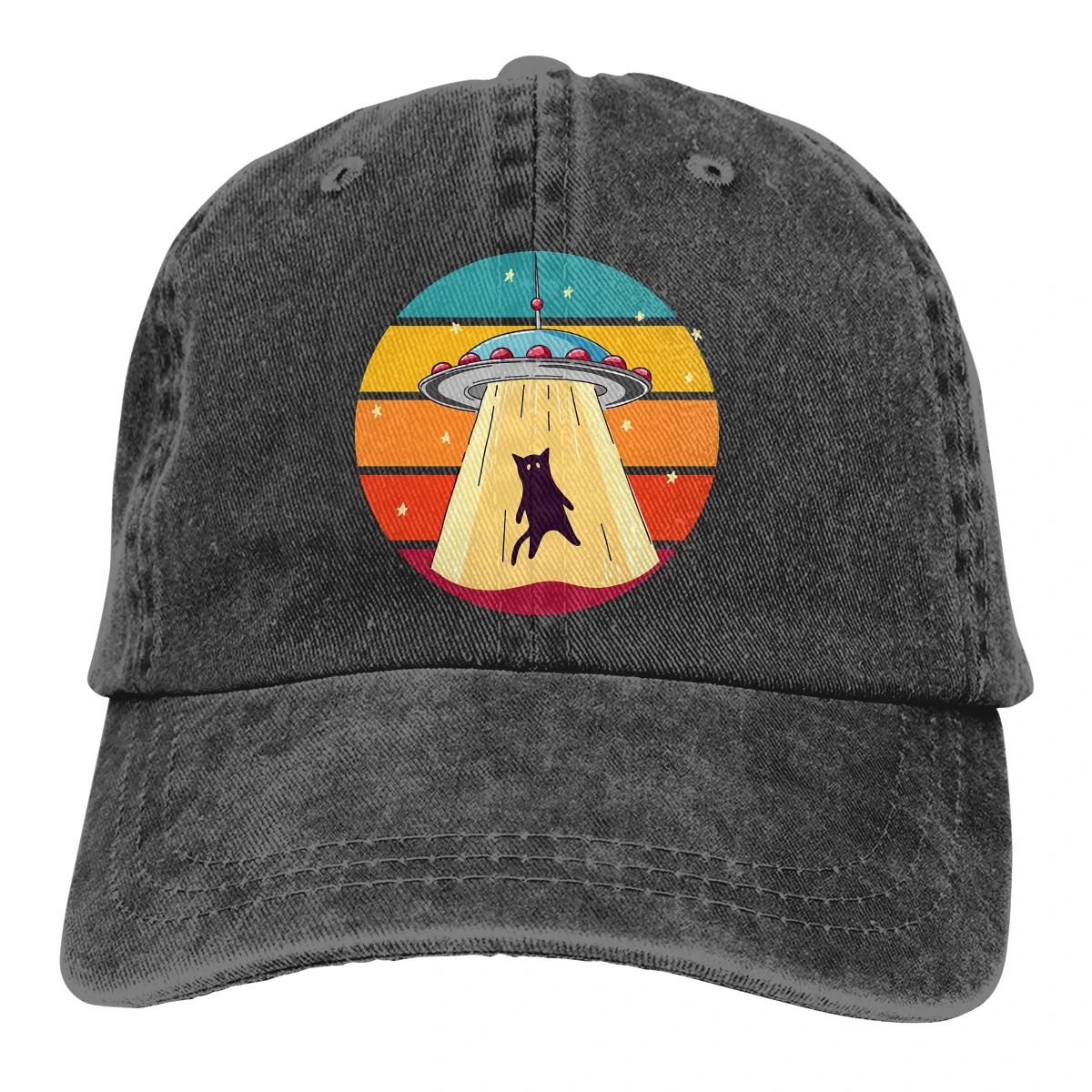 Juoda Katė Ufo Grobimo Retro Dizainas Beisbolo kepuraitę kaubojaus skrybėlę Pasiekė bžūp Cowboy Bebop Skrybėlės Vyrų ir moterų skrybėlės