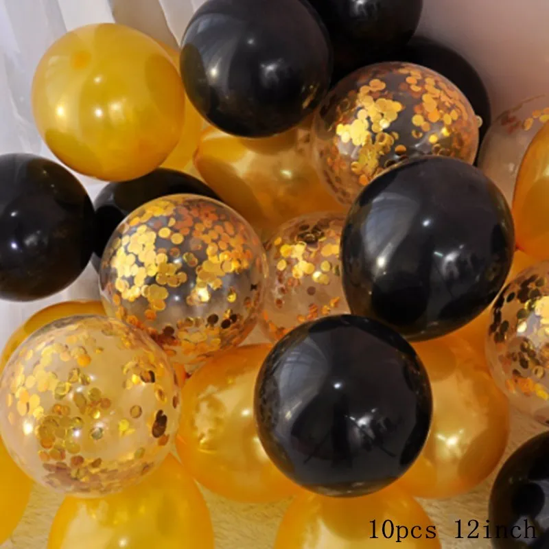 Juodos ir aukso balionai su gimtadieniu balionas raidžių gimtadienio dekoracija vaikų abėcėlė balionas šalies prekių