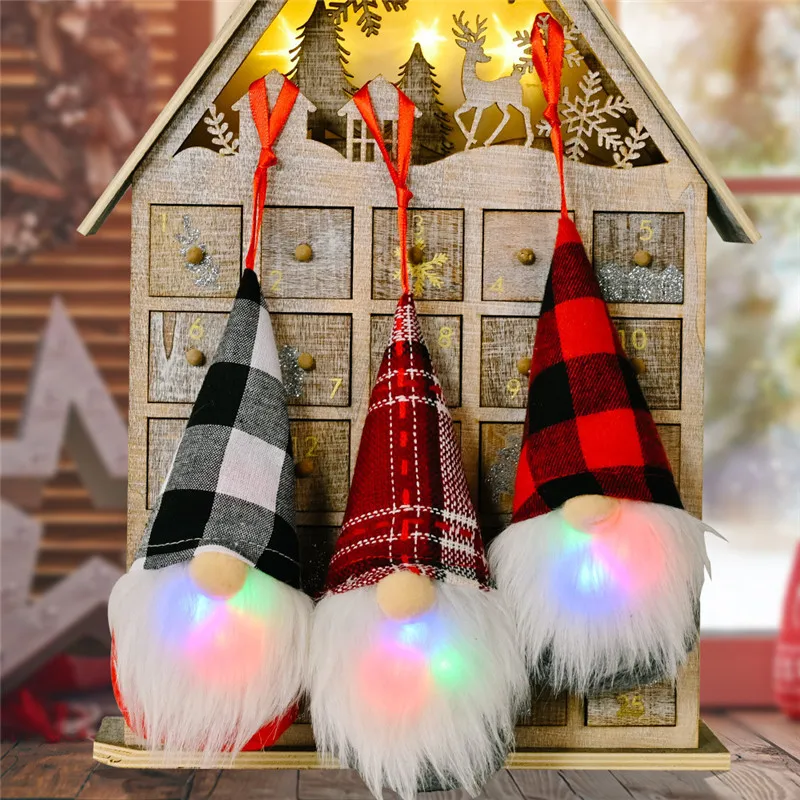 Kalėdų Eglutė, LED Apšvietimas, Beveidis Gnome Santa Lėlės Kabantys Papuošalai Megzti Amatų Dovana, Namuose Kalėdos Pakabukas Dekoracijos