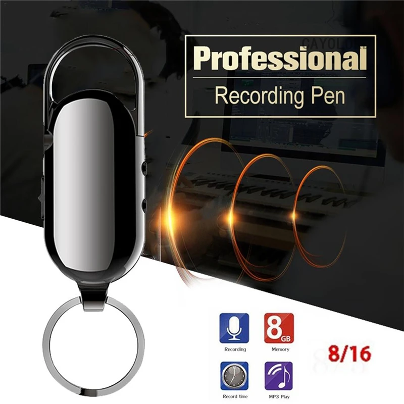 Keychain Nešiojamas Mini Įrašą Diržo Profesinės Activited Protingas, Skaitmeninis Diktofonas, Muzikos WAV MP3 Grotuvas Su Kabliu