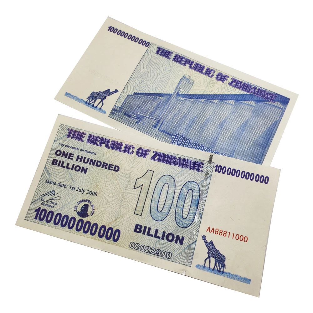 Kopijuoti Zimbabvė Popieriniai Pinigai 100 Mlrd. eurų Banknotų Banko obligacijų, Vekselių Ne valiuta Kolekcionuojamų