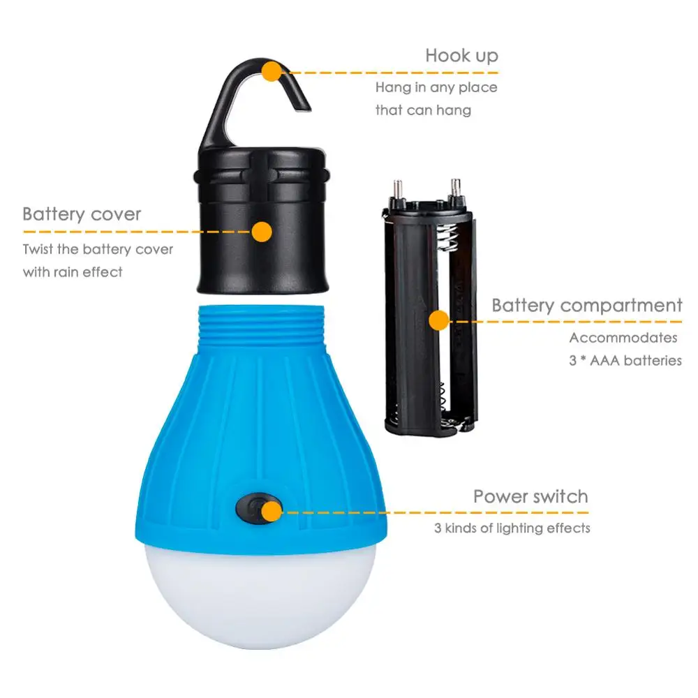 Mini Nešiojamas Apšvietimo Žibintų Palapinė Šviesos diodų (LED) Lemputę, Maitinimas 3xAAA baterijos Medžioklės Naktį Žvejybos Kablys Darbo Lemputė