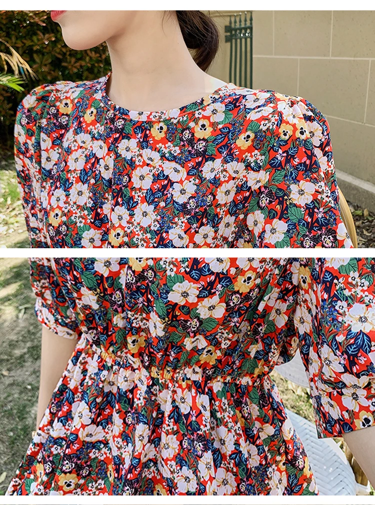 Moterų Šifono Suknelė 2020 Metų Vasaros Moterų Sluoksniuotos Rankovėmis Derliaus Spausdinimo Gėlių-line Trumpa Mini Suknelė Atsitiktinis Boho Vestidos
