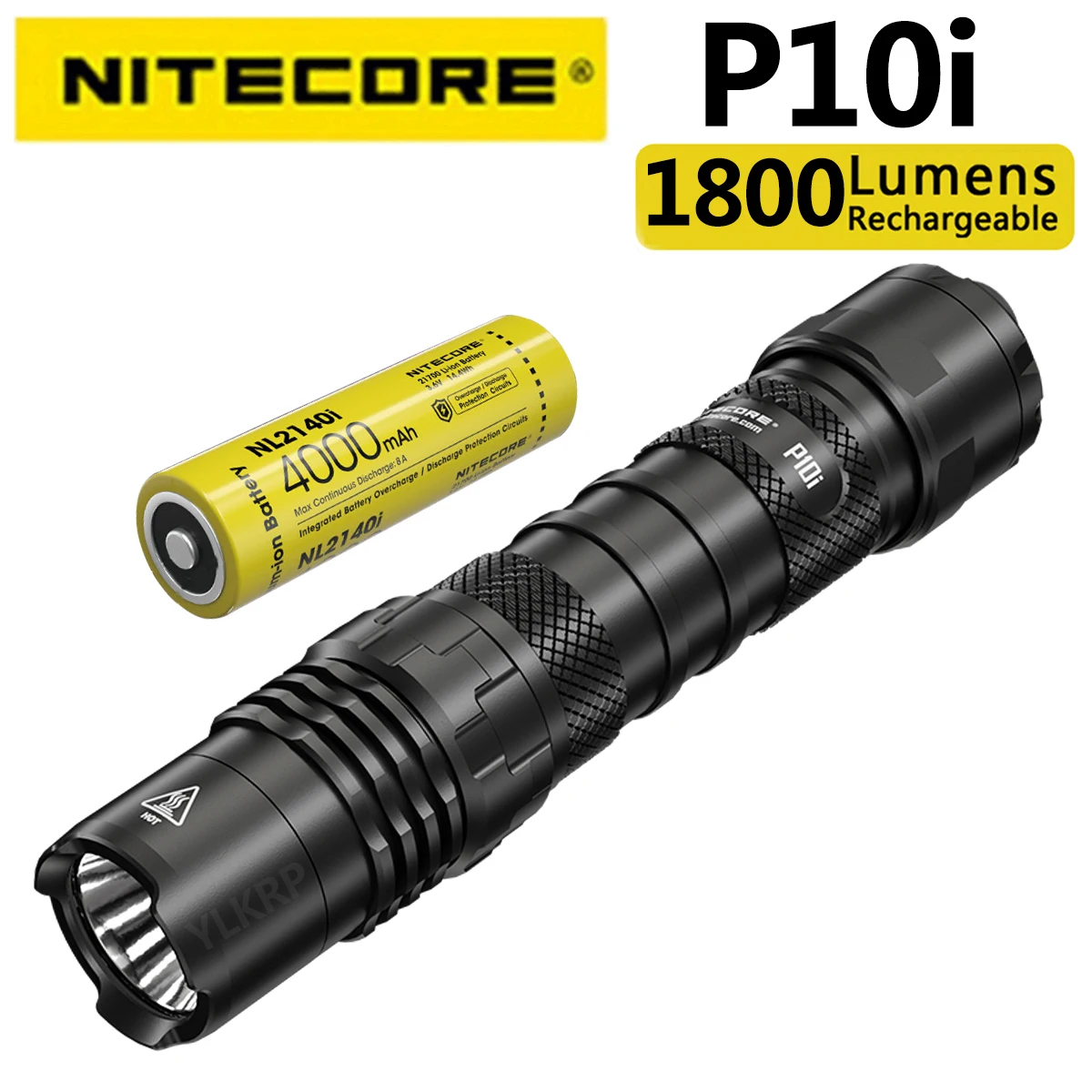 NITECORE P10I 1800 liumenų vienas pagrindinių taktinis žibintuvėlis, įskaitant NL2140I baterija