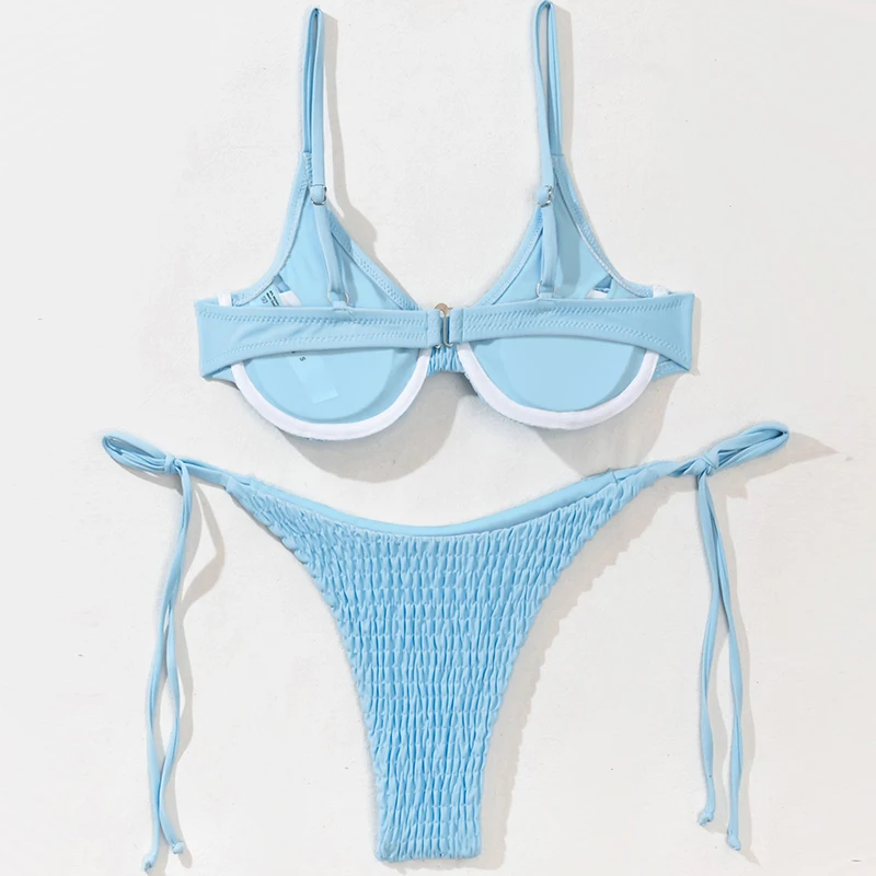 Peachtan Push up bikinis nustatyti Smocked maudymosi kostiumėliai moterims, 2021 String maudymosi kostiumėlį moterų plaukimo kostiumas Seksualus maudymosi kostiumą vasaros paplūdimio drabužiai