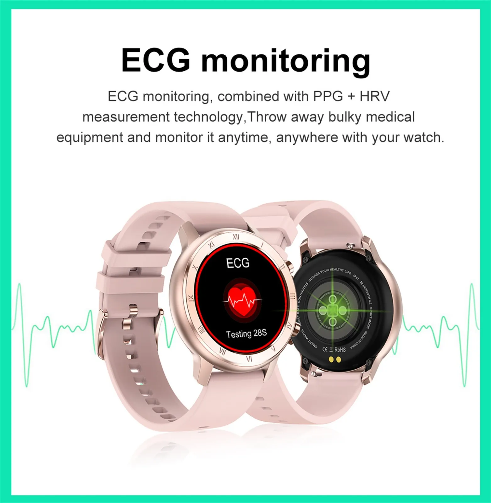 Pilnas Touch Smart Watch Moterų IP68 Vandeniui Apyrankę EKG Širdies ritmo Monitorius Miego Stebėjimo Sporto Smartwatch Už Ponios Reloj