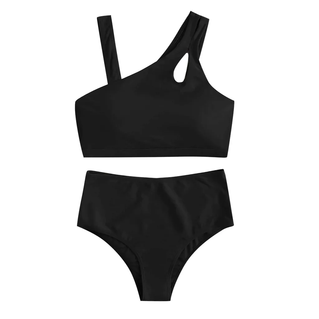 Seksualus Bikini 2021 Moterų Kieto Juoda Tuščiaviduriai Iš Vienos Pečių Micro Maudymosi Kostiumėlį Paplūdimio Maudymosi Kostiumas, Paplūdimio Aukšto Juosmens Maudymosi Kostiumėliai, Biquini