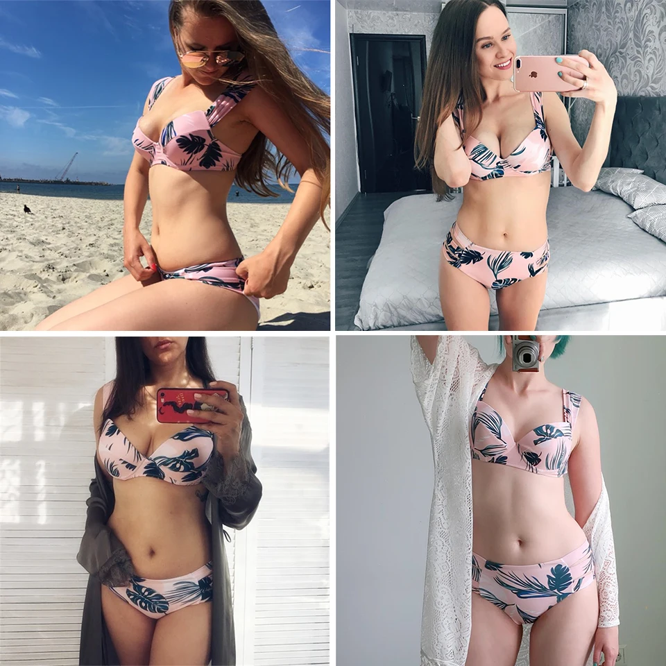 Seksualus Bikini Moterims Maudymosi Kostiumėlį 2020 Metų Vasaros Iškirpti Maudymosi Kostiumai Push Up Bikinis Spausdinti Maudymosi Kostiumėliai Paplūdimio Drabužiai Su Underwire Biquini