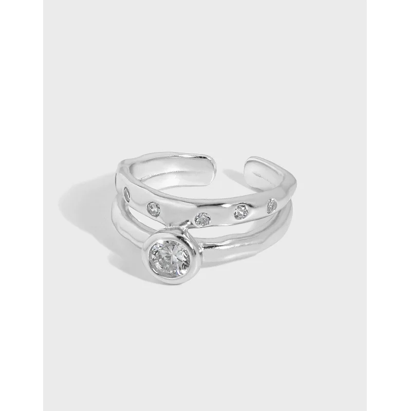 SHANICE S925 sterlingas sidabro atidaryti žiedas Klasikinės Moterų AAA Kristalų Cirkonis Akmuo Begalinis Žiedas Piršto Žiedą Žada Sužadėtuves